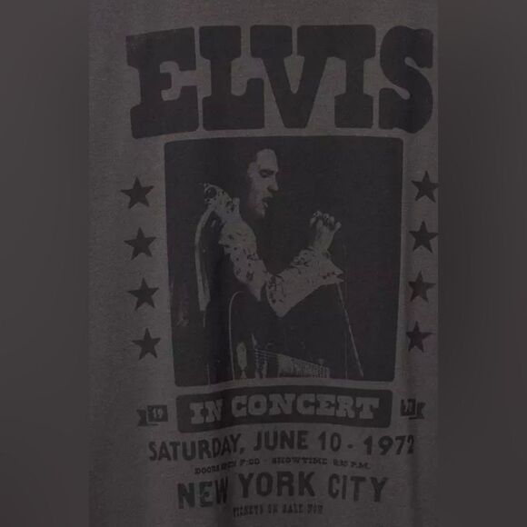 Torrid Vintage Elvis Poster Top, Gray & Black, Stretch, Rockabilly style NWT 3X - Picture 3 of 4